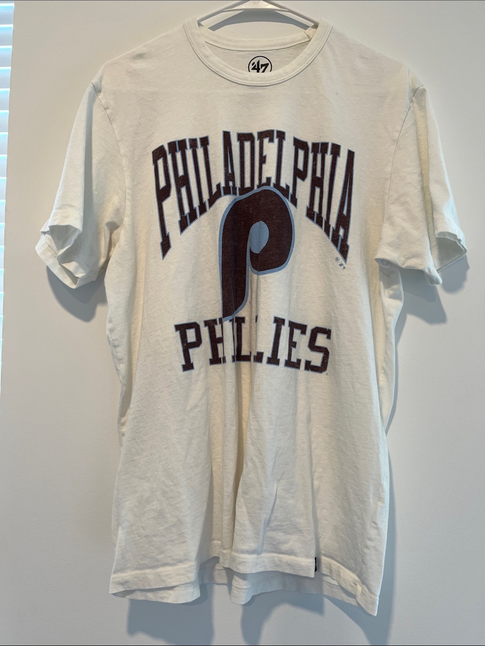 47 Brand Philadelphia Phillies White Tee with Maroon Logo